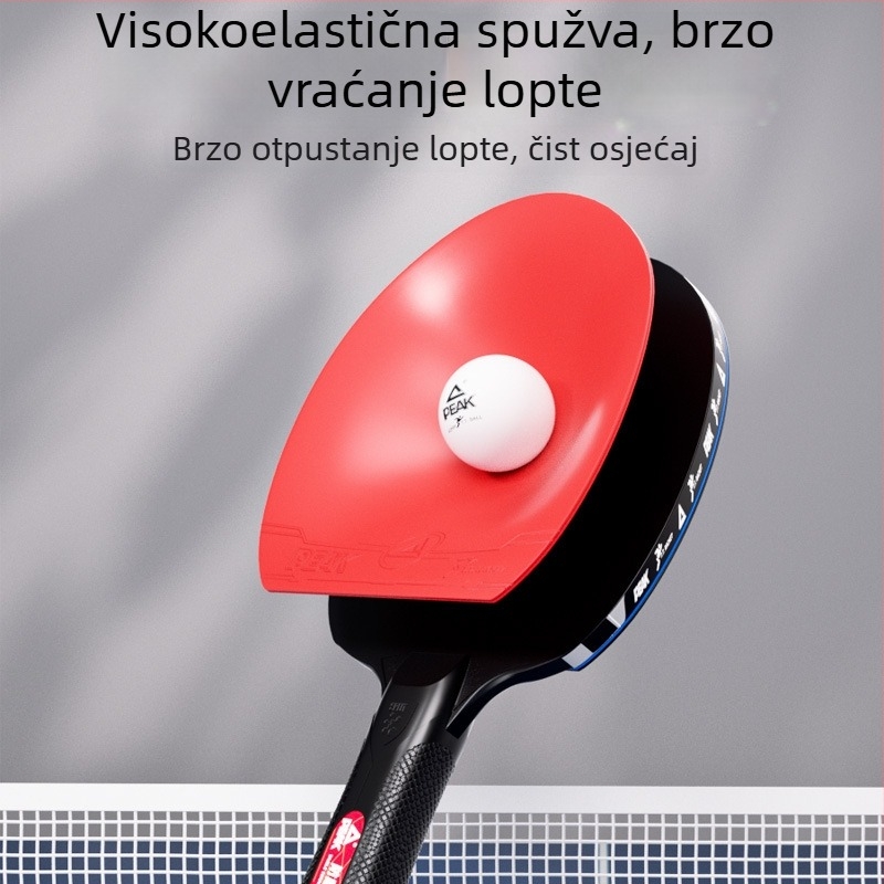 Peak set ping pong reketa za početnike – lipova daska, dvostruka guma protiv ljepila, raketa pravog oblika
