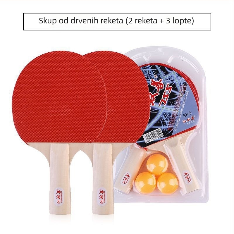Stolnotenis reketa, set od 2 komada, za početnike, karbonska daska, guma s ljepilom