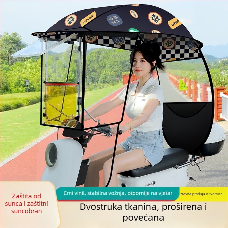 Langlong kišobran za električni automobil – sklonište od kiše i vjetra, UPF>40, tkanina 210T, središnja šipka od vlakana, ručno otvaranje, težina 2,8 kg