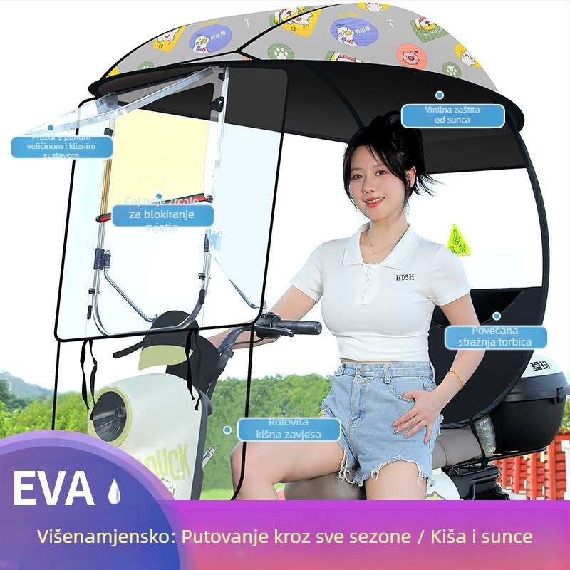 Langlong kišobran za električni automobil – sklonište od kiše i vjetra, UPF>40, tkanina 210T, središnja šipka od vlakana, ručno otvaranje, težina 2,8 kg