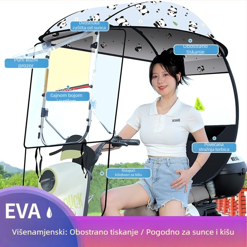 Langlong kišobran za električni automobil – sklonište od kiše i vjetra, UPF>40, tkanina 210T, središnja šipka od vlakana, ručno otvaranje, težina 2,8 kg