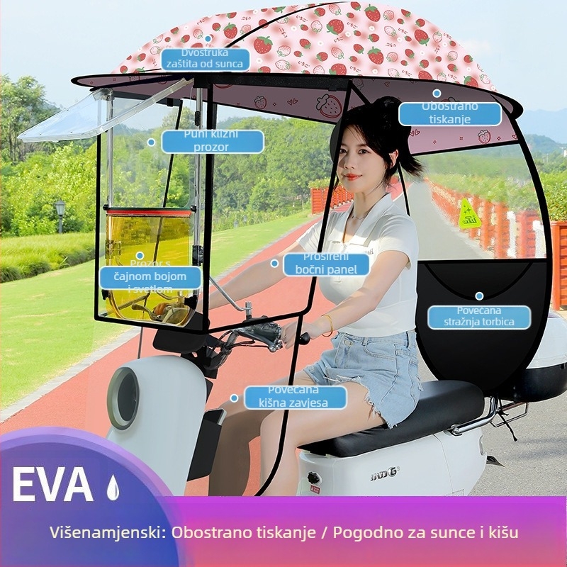 Langlong kišobran za električni automobil – sklonište od kiše i vjetra, UPF>40, tkanina 210T, središnja šipka od vlakana, ručno otvaranje, težina 2,8 kg