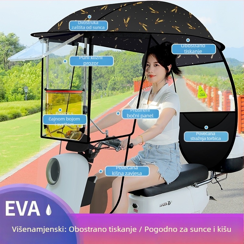 Langlong kišobran za električni automobil – sklonište od kiše i vjetra, UPF>40, tkanina 210T, središnja šipka od vlakana, ručno otvaranje, težina 2,8 kg