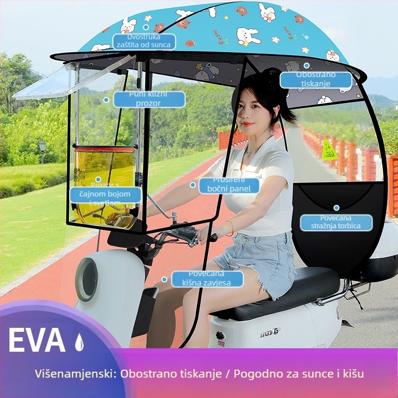 Langlong kišobran za električni automobil – sklonište od kiše i vjetra, UPF>40, tkanina 210T, središnja šipka od vlakana, ručno otvaranje, težina 2,8 kg