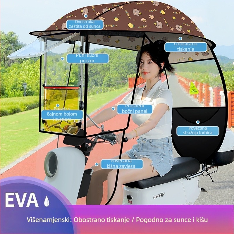 Langlong kišobran za električni automobil – sklonište od kiše i vjetra, UPF>40, tkanina 210T, središnja šipka od vlakana, ručno otvaranje, težina 2,8 kg