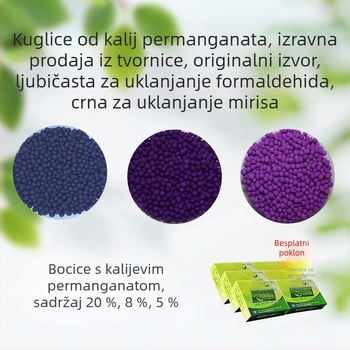 Kuglica kalijevog permanganata — nano mineralni kristali za uklanjanje formaldehida, vrećica bambusovog aktivnog ugljena, 1 kg