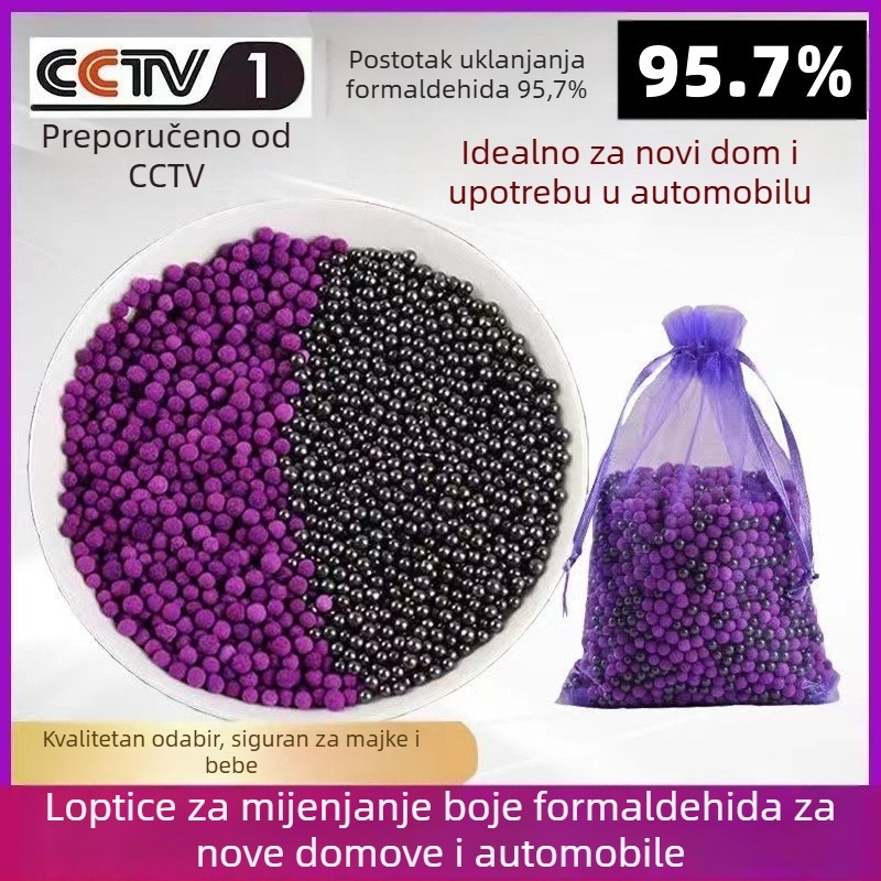 Kuglica kalijevog permanganata — nano mineralni kristali za uklanjanje formaldehida, vrećica bambusovog aktivnog ugljena, 1 kg