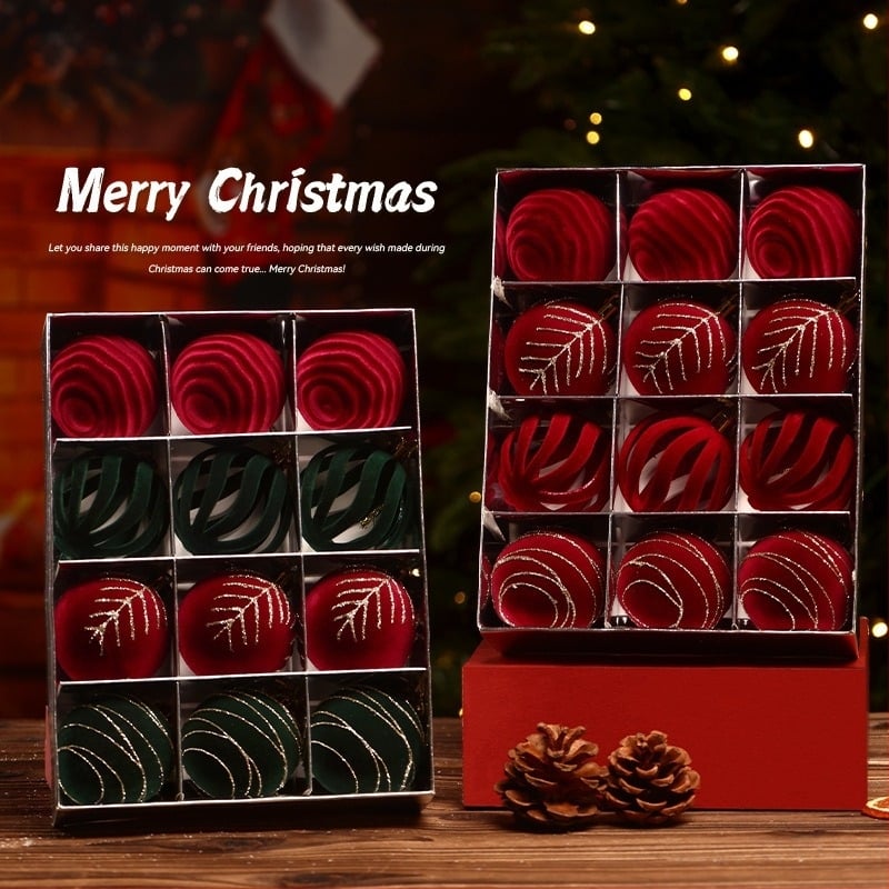 Božićni ukrasi za bor, flokirani premaz, lijevana izrada, marka: Other