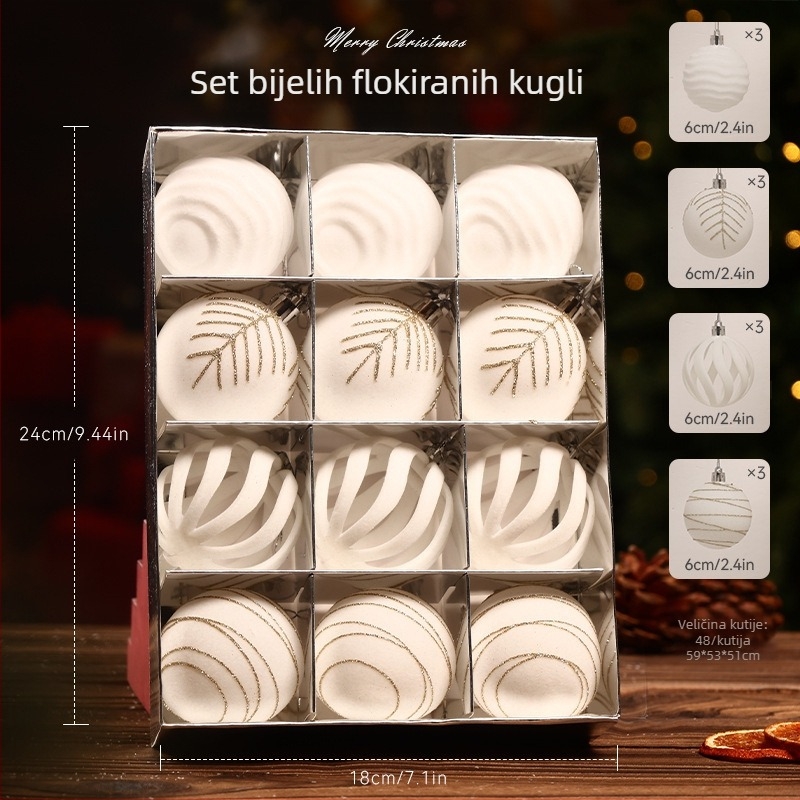 Božićni ukrasi za bor, flokirani premaz, lijevana izrada, marka: Other