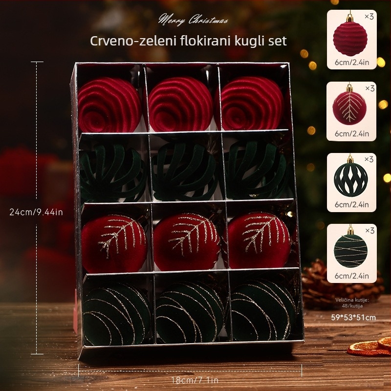 Božićni ukrasi za bor, flokirani premaz, lijevana izrada, marka: Other