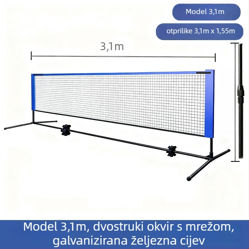 Prenosni okvir mreže za badminton od aluminijske legure, prilagodljiv, za badminton i tenis