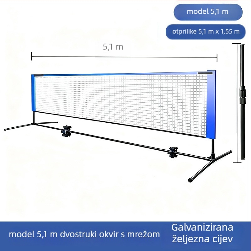 Prenosni okvir mreže za badminton od aluminijske legure, prilagodljiv, za badminton i tenis