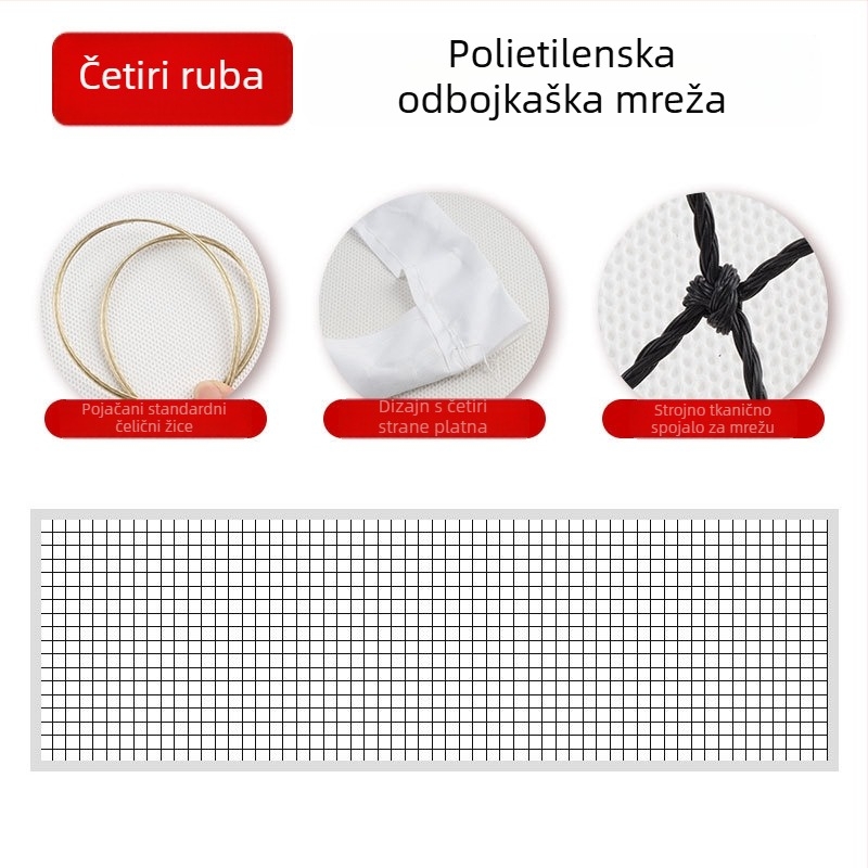 Mreža za odbojku za standardno natjecanje sa ojačanim teškim okvirom, Chenhong, materijal poliester/PE
