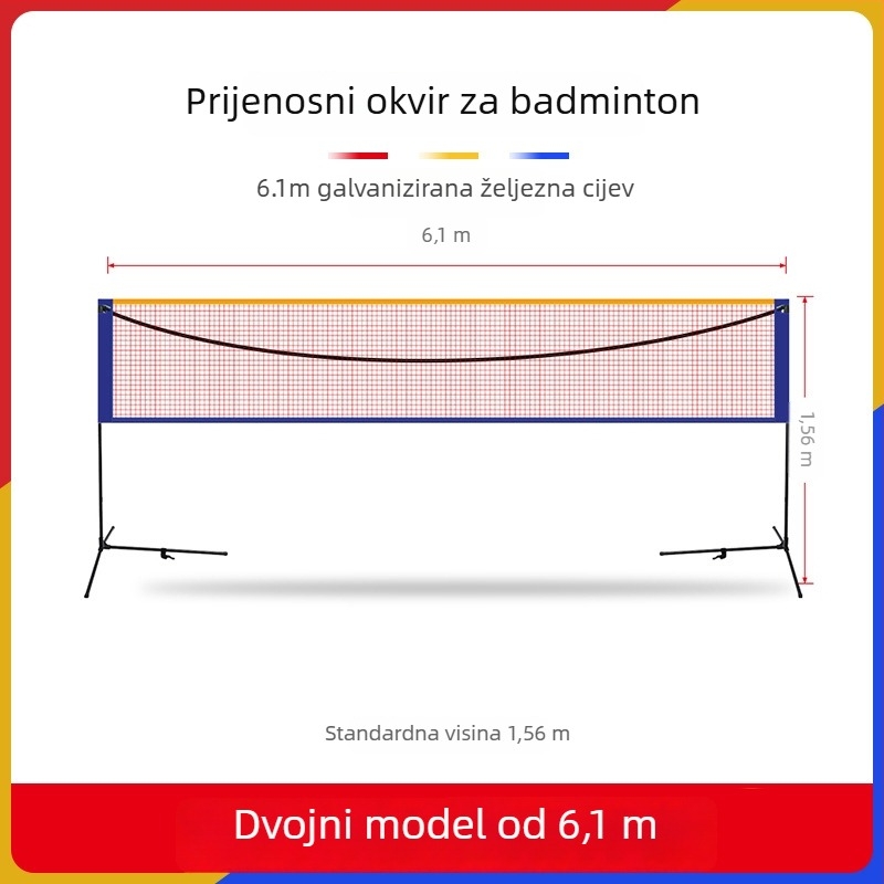 Cssit okvir mreže za badminton, prenosni, sklopni, za unutarnju i vanjsku upotrebu, profesionalni natjecateljski standard