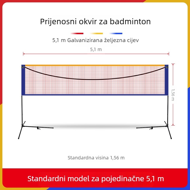 Cssit okvir mreže za badminton, prenosni, sklopni, za unutarnju i vanjsku upotrebu, profesionalni natjecateljski standard