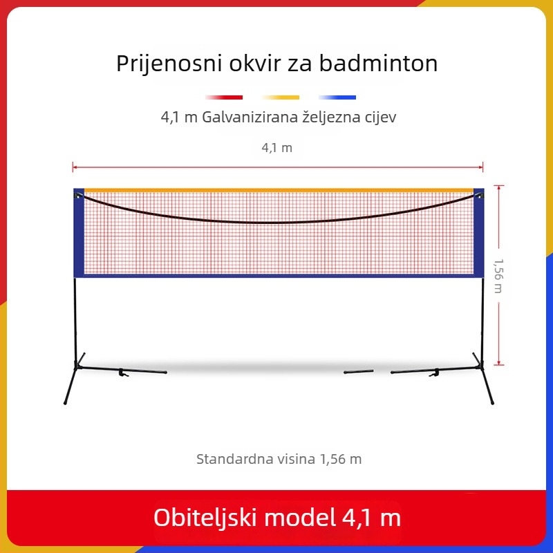 Cssit okvir mreže za badminton, prenosni, sklopni, za unutarnju i vanjsku upotrebu, profesionalni natjecateljski standard