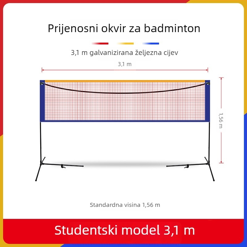 Cssit okvir mreže za badminton, prenosni, sklopni, za unutarnju i vanjsku upotrebu, profesionalni natjecateljski standard