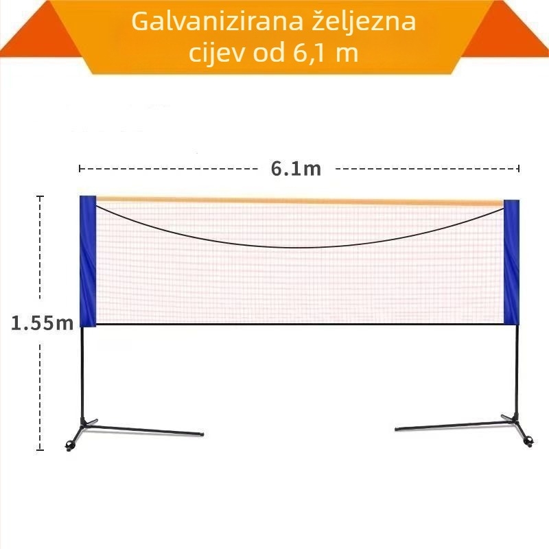 Prenosni stalak za badminton mrežu – sklopivi, za unutarnju i vanjsku upotrebu, kućna upotreba