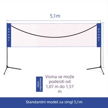 Prijenosna mreža za badminton - sklopiva za unutarnju i vanjsku upotrebu, standardna mreža, mogućnost prilagođavanja