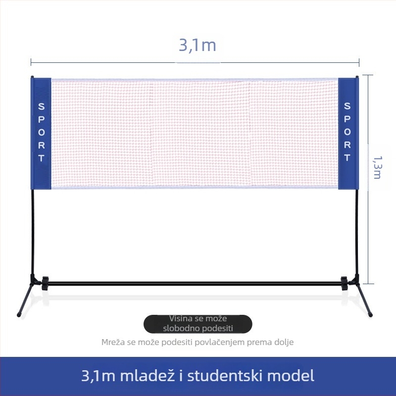Prijenosna mreža za badminton - sklopiva za unutarnju i vanjsku upotrebu, standardna mreža, mogućnost prilagođavanja