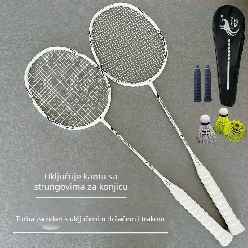 Badminton raketa – ultraletka, karbonska vlakna okvir, težina 95–100 g, drška G1, tvrdoća rama blago tvrđa, pogodna za amaterske treninge i natjecanja