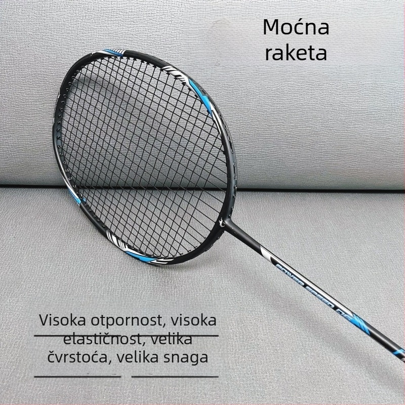 Badminton raketa – ultraletka, karbonska vlakna okvir, težina 95–100 g, drška G1, tvrdoća rama blago tvrđa, pogodna za amaterske treninge i natjecanja