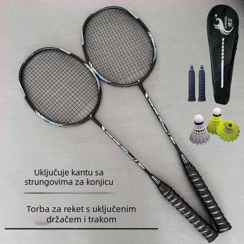 Badminton raketa – ultraletka, karbonska vlakna okvir, težina 95–100 g, drška G1, tvrdoća rama blago tvrđa, pogodna za amaterske treninge i natjecanja