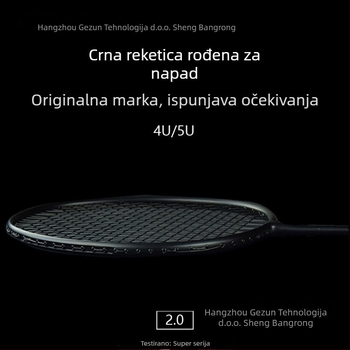 Teniski reketa s čeličnim okvirom, najlon strune, težina 75–79 g, srednja tvrdoća, pogodna za trening