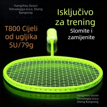 Teniski reketa s čeličnim okvirom, najlon strune, težina 75–79 g, srednja tvrdoća, pogodna za trening