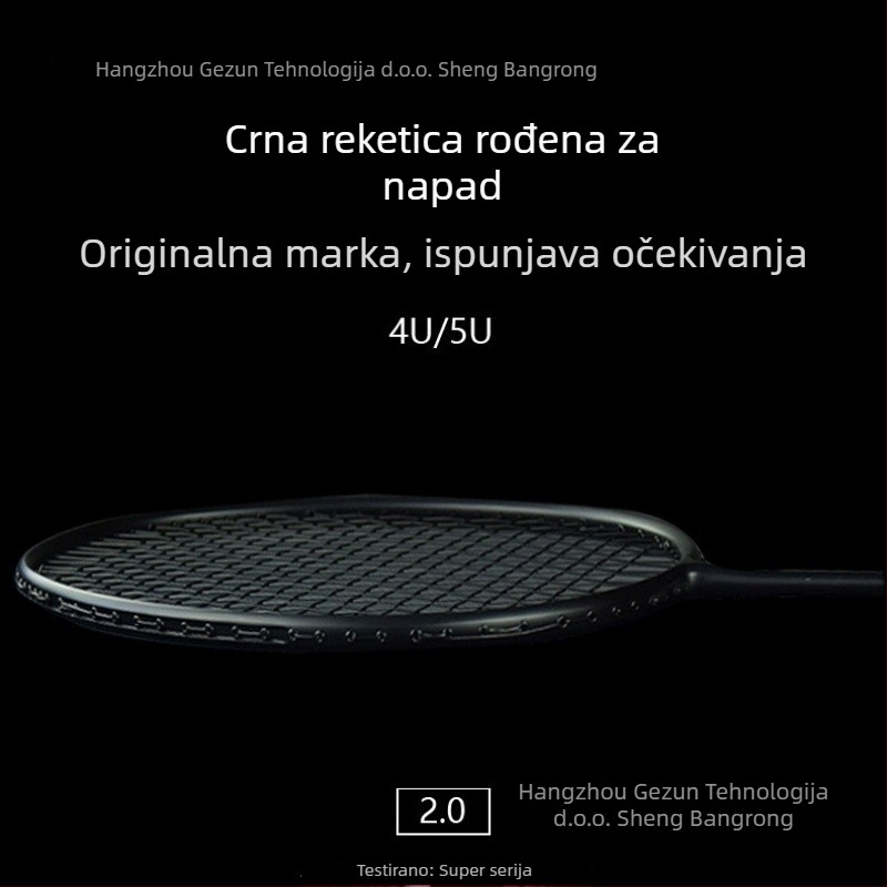 Teniski reketa s čeličnim okvirom, najlon strune, težina 75–79 g, srednja tvrdoća, pogodna za trening