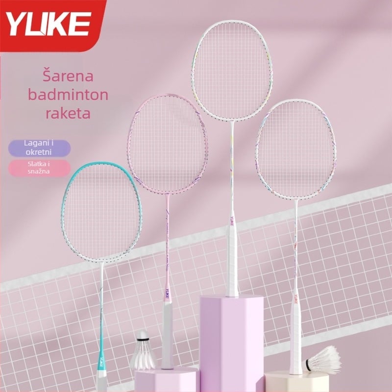 Badminton reketa Yuke, okvir od karbonskih vlakana, težina 85–89 g, direktni udarac, debljina drške G2