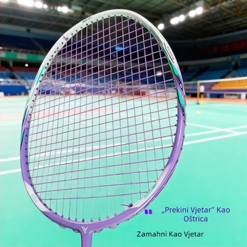 Raketa za badminton - profesionalna ofenzivna, okvir od punog karbonskog vlakna, težina 80-84 g, srednja tvrdoća
