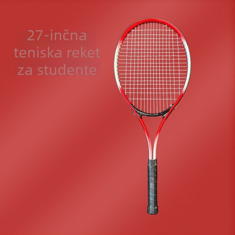 Tenis raketa za početnike, okvir od karbonsko-aluminijske legure, težina 95–100 g, direktan udarac, srednja tvrdoća