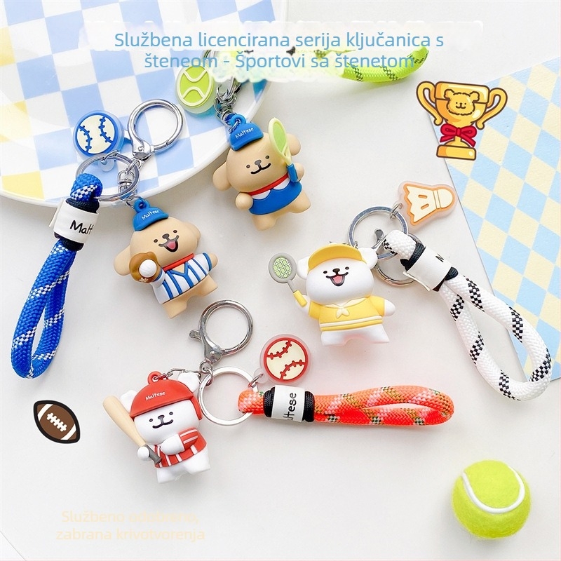 Privjesak za ključeve s konturnim prikazom psa u sportskom stilu, za ruksake i ključeve automobila, slatki japanski umirujući stil