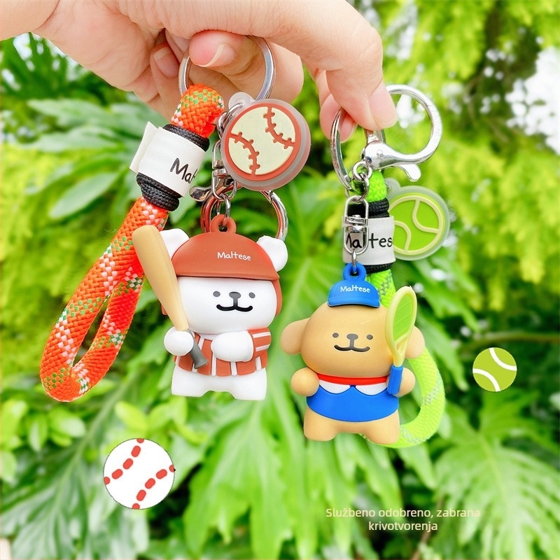 Privjesak za ključeve s konturnim prikazom psa u sportskom stilu, za ruksake i ključeve automobila, slatki japanski umirujući stil