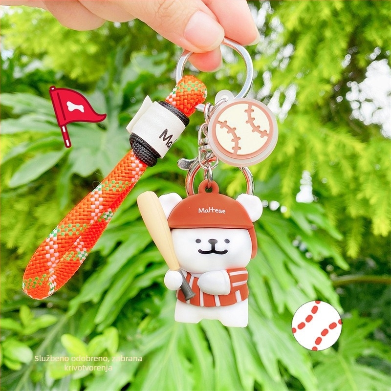 Privjesak za ključeve s konturnim prikazom psa u sportskom stilu, za ruksake i ključeve automobila, slatki japanski umirujući stil