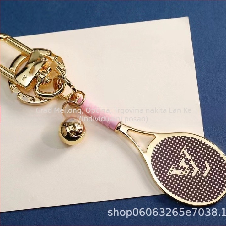 Privjesak za ključeve – badminton raketa i pernata lopta, metal, OL stil, br. 16