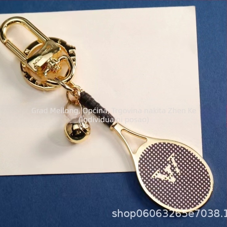 Privjesak za ključeve – badminton raketa i pernata lopta, metal, OL stil, br. 16