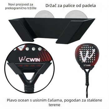 Držač za padel rekete — Plastični, prilagodljiv, pogodan za tenis i badminton terene