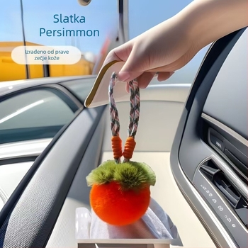 Slatki plišani privjesak za ključeve u obliku persimona s Rex krznom