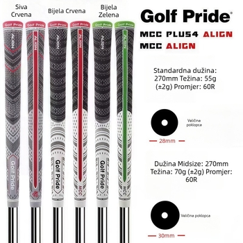 Grip za golf palicu MCC Plus 4 Align sa stražnjom linijom, pamuk-gumeni, protuklizni, unisex