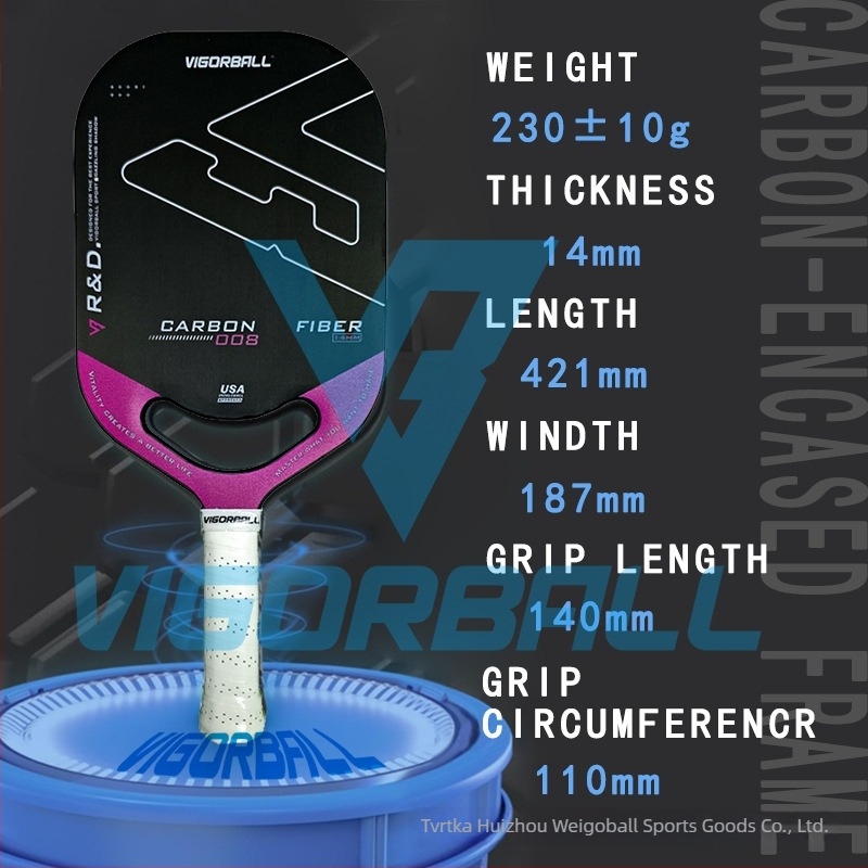 Wegebo raketa za pickleball od karbonskih vlakana za vanjsku obuku i natjecanja, 230 g, tehnologija toplog pritiskanja, visoka apsorpcija udara, pogodna za djecu i odrasle