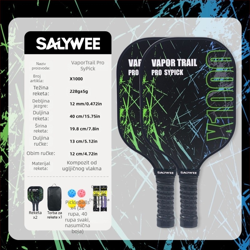 Set pickleball reketa za djecu i odrasle – konstrukcija od staklenih vlakana, težina 225 g ±3 g, brend Salywee