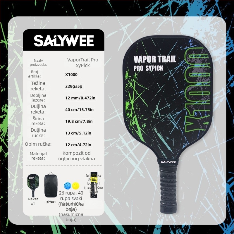 Set pickleball reketa za djecu i odrasle – konstrukcija od staklenih vlakana, težina 225 g ±3 g, brend Salywee