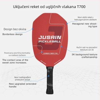 pickleball reketa od karbonskih vlakana, Jusian, težina 225 g