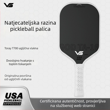 Vispinvo pickleball reketa, karbonska vlakna, Toray T700 certificiran, težina 225 g