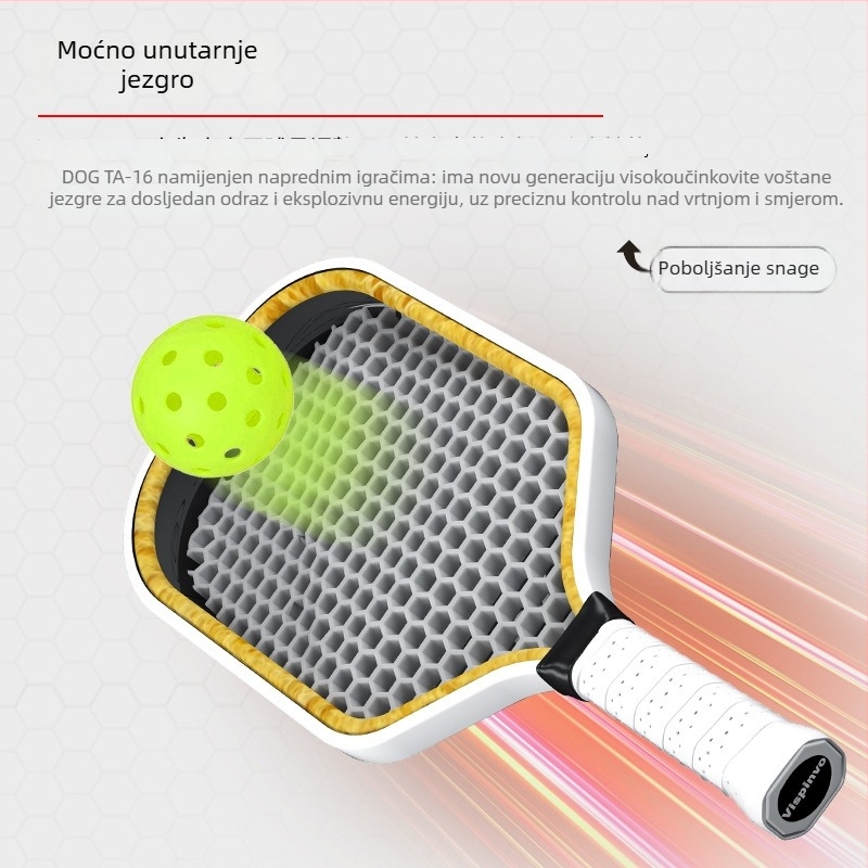 Vispinvo pickleball reketa, karbonska vlakna, Toray T700 certificiran, težina 225 g
