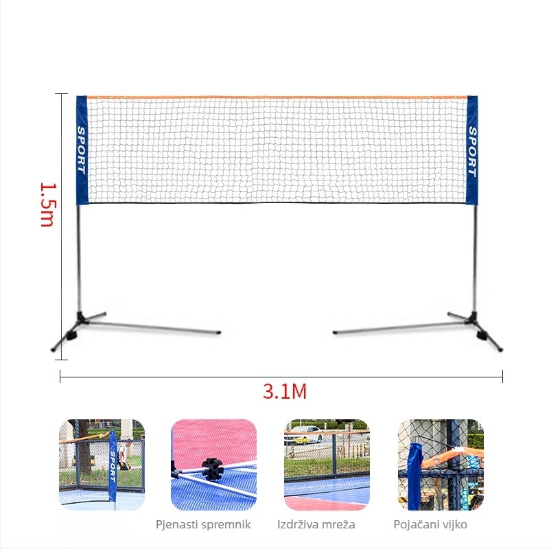 Prijenosni okvir mreže za badminton – za unutarnju i vanjsku upotrebu, marke Xin Yue; Materijal: 21251174255; Kategorija: badminton stupac