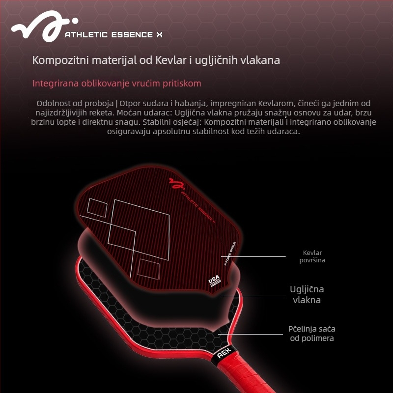 Reket za pickleball za trening s Kevlar karbonskim vlaknima; težina se može prilagoditi; marka: Druga