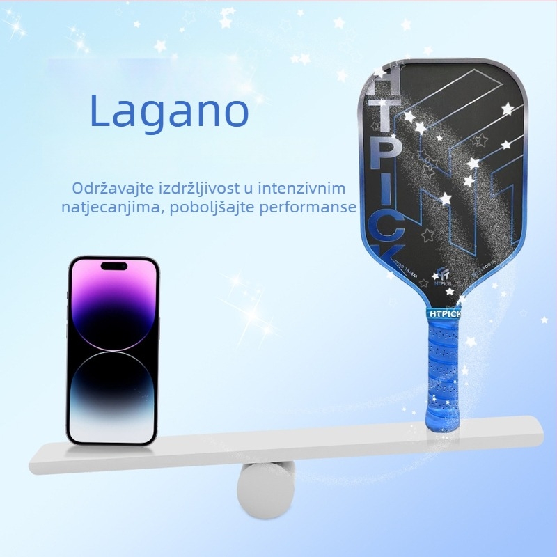 Pickleball reket, T700 karbonska vlakna, teksturirana mat završna površina, težina 235 g, marka Htpick, profesionalna kvaliteta